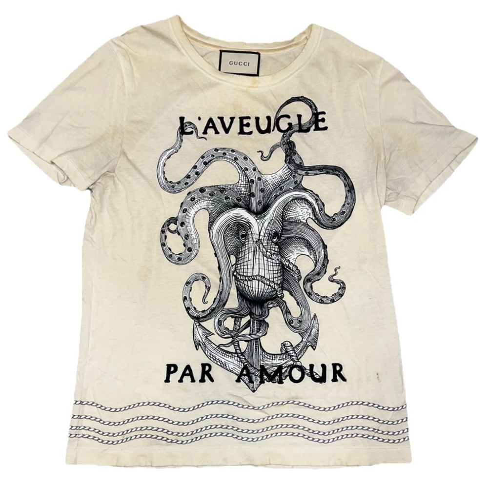 Gucci Men’s Cream Octopus Graphic Tee